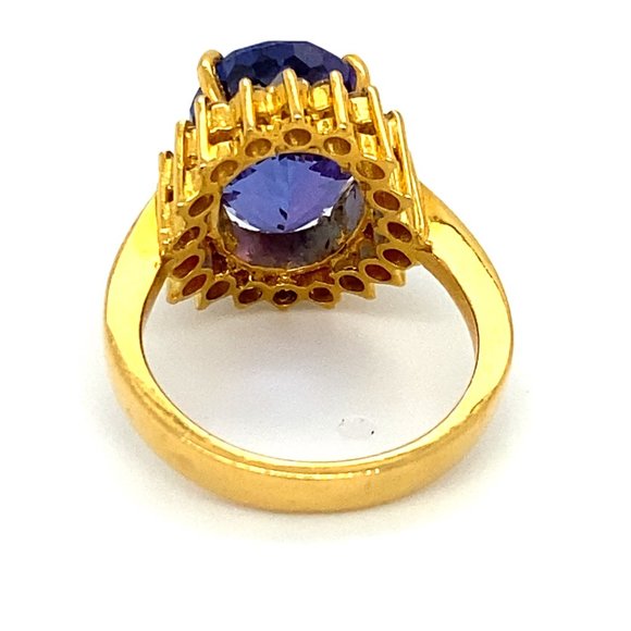 Certified Tanzanite 5.10ct Diamonds 22K Gold Ring - Picture 4 of 7